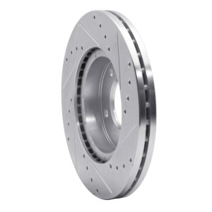 Kia Sedona Brake Rotor (1) - Front Left - R1 Concepts - Drilled & Slotted - Silver - 2002